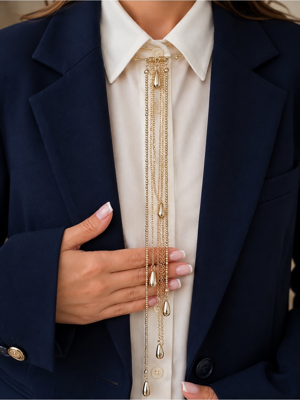 Gold Safety Pin Brooch